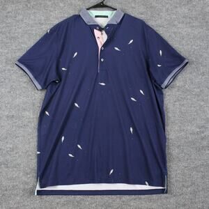 Greyson Polo Mens Large Maltese Blue Skysail Print Performance Golf Stretch